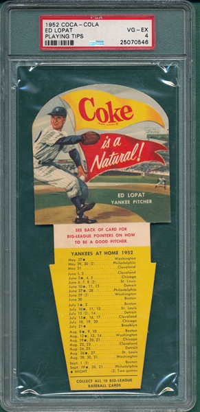 1952 Coca-Cola Ed Lopat Playing Tips PSA 4