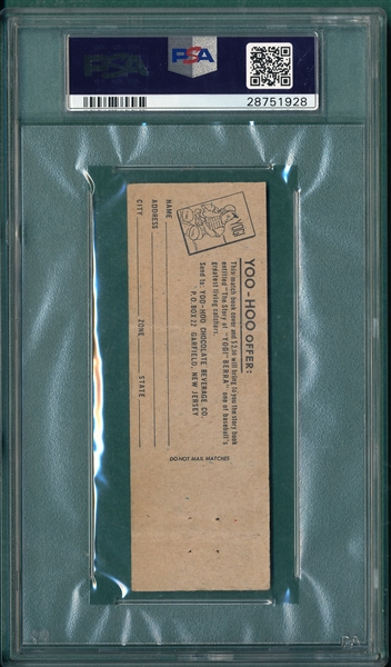 1958 Yoo-Hoo Matchbook Yogi Berra PSA 3 *Book Offer*