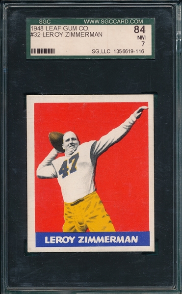 1948 Leaf #32 LeRoy Zimmerman SGC 84