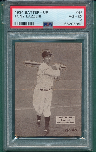 1934 Batter-Up #45 Tony Lazzeri PSA 4