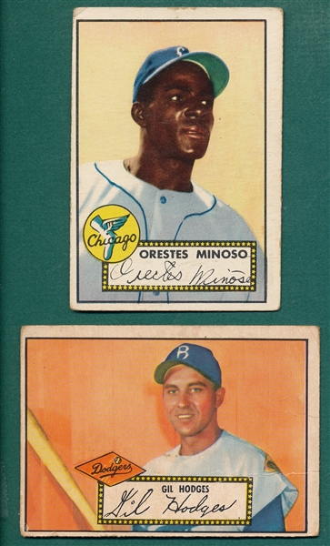 1952 Topps #36 Hodges & #195 Minoso, Rookie, Lot of (2)