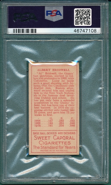 1911 T205 Bridwell Sweet Caporal Cigarettes PSA 4.5
