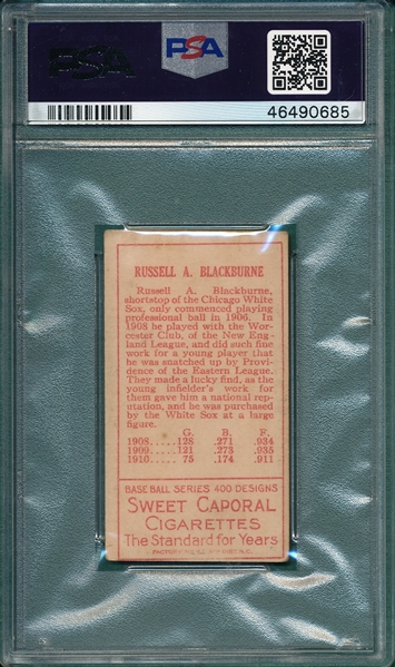 1911 T205 Blackburne Sweet Caporal Cigarettes PSA 4.5