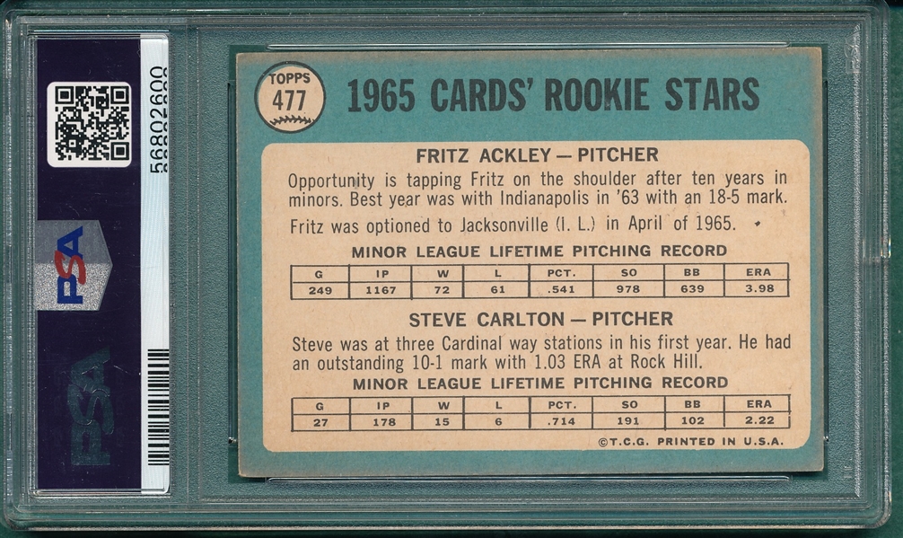 1965 Topps #477 Steve Carlton PSA 4  *Rookie*