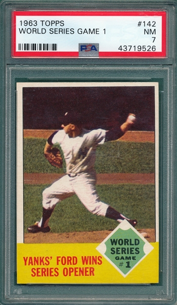 1963 Topps #142 World Series Game #1 W/ Ford PSA 7
