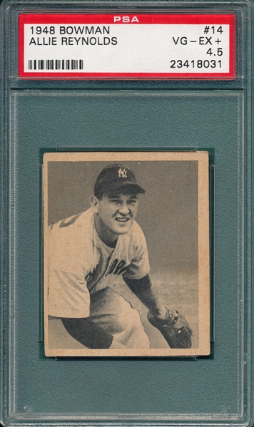 1948 Bowman #14 Allie Reynolds PSA 4.5