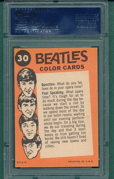 1964 Beatles Color #30 Paul, George, John & Ringo, PSA 10 *GEM MINT* *One of One*