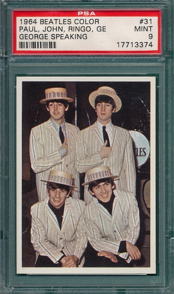 1964 Beatles Color #31 Paul, George, John & Ringo, PSA 9