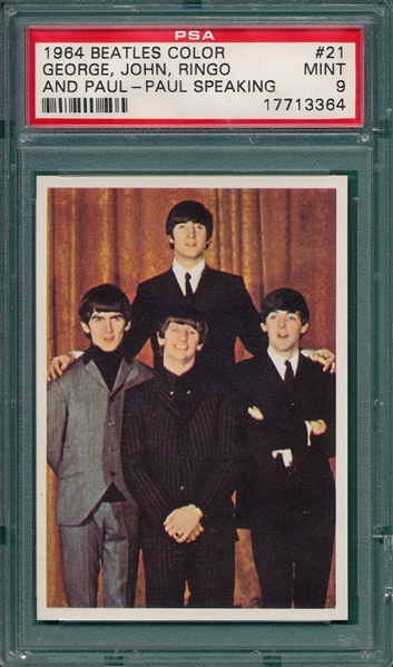 1964 Beatles Color #21 Paul, George, John & Ringo, PSA 9