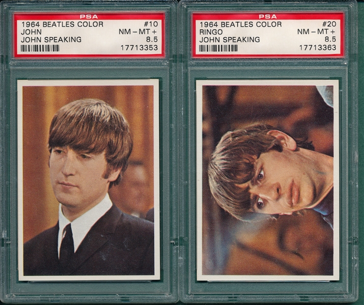 1964 Beatles Color #10 John & #20 Ringo, Lot of (2) PSA 8.5