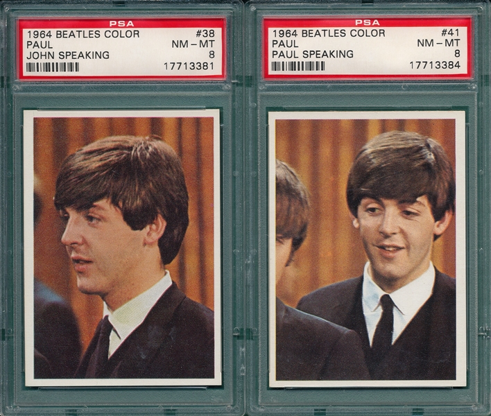 1964 Beatles Color #38 Paul & #41 Paul, Lot of (2) PSA 8