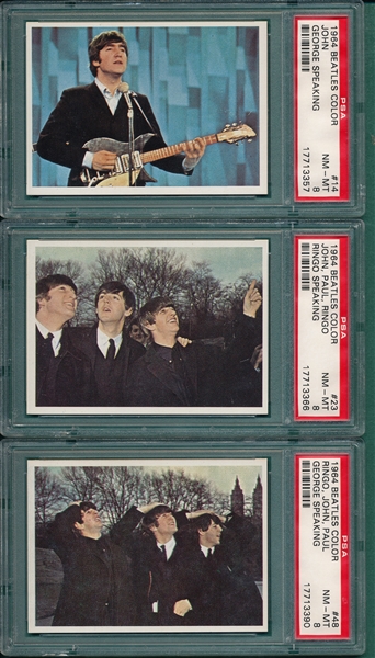 1964 Beatles Color #14, #23 & #48, Lot of (3) PSA 8