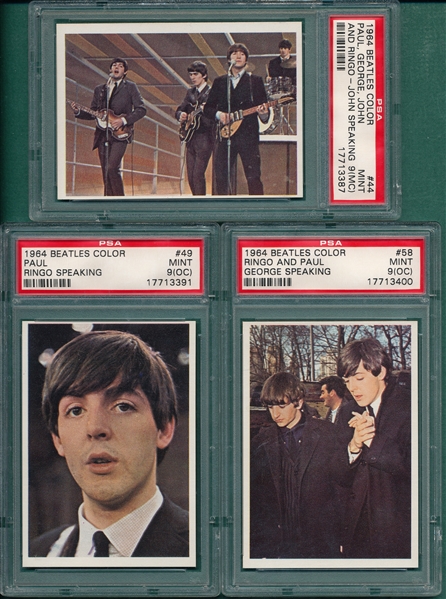 1964 Beatles Color #44, #49 & #58, Lot of (3) PSA 9 (OC)