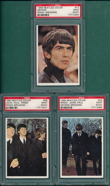 1964 Beatles Color #11, #42 & #59, Lot of (3) PSA 9 (OC)