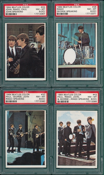 1964 Beatles Color Lot of (6) W/ #24 PSA 8 (OC)