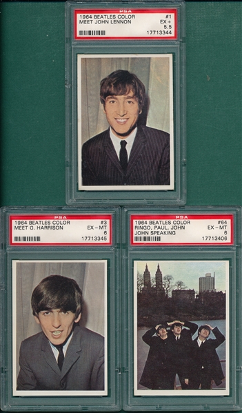 1964 Beatles Color Lot of (5) W/ #1 PSA 