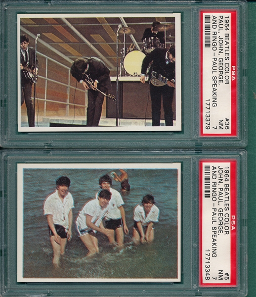 1964 Beatles Color Lot of (5) W/ #5 PSA 7