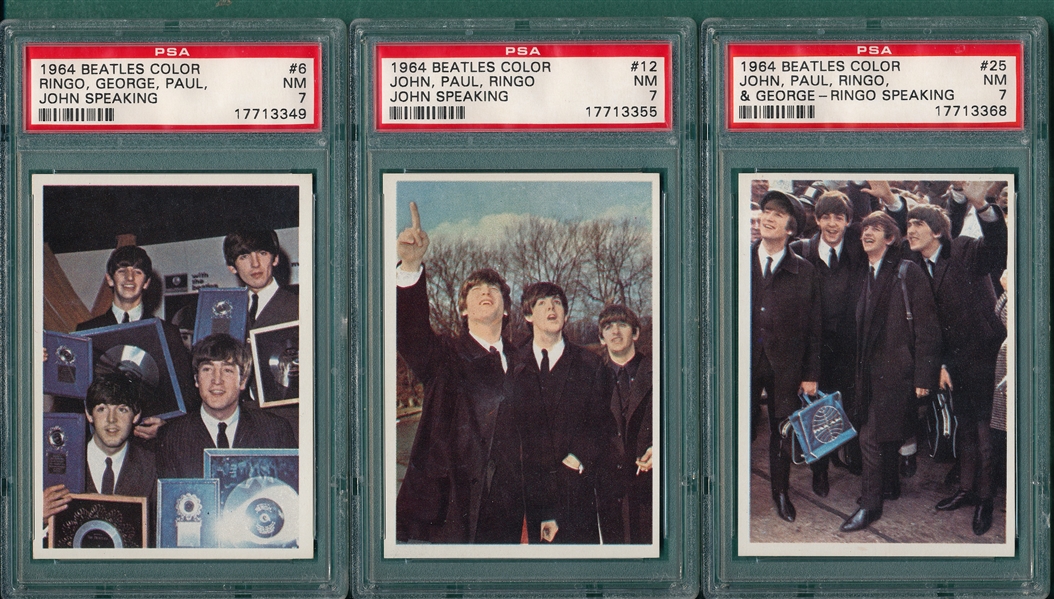 1964 Beatles Color Lot of (5) W/ #5 PSA 7