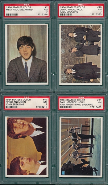 1964 Beatles Color Lot of (4) W/ #2 PSA 7