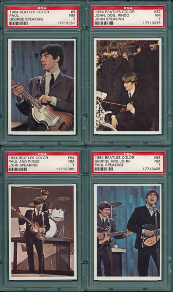 1964 Beatles Color Lot of (4) W/ #8 PSA 7