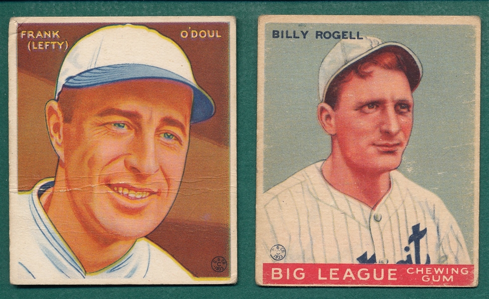 1933 Goudey #11 Rogell & #232 O'Doul, Lot of (2)