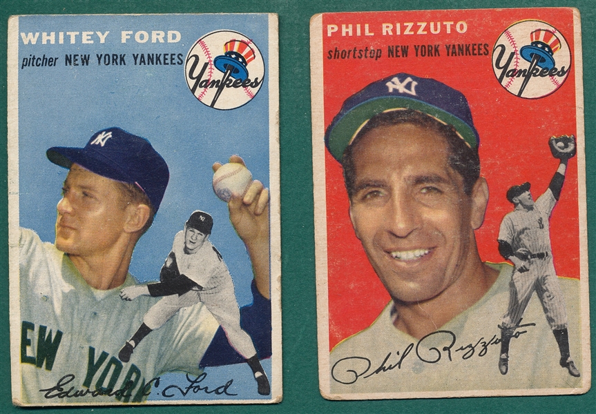 1954 Topps #17 Rizzuto & #37 Ford, Lot of (2) 