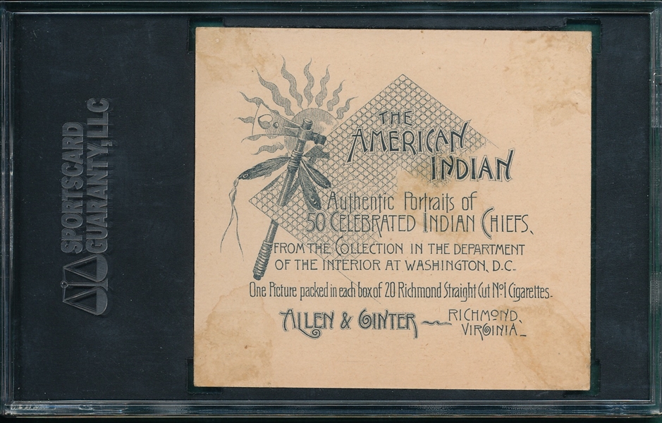1888 N36 Chief Joseph, American Indian Chiefs, Allen & Ginter Cigarettes SGC 1.5