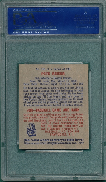 1949 Bowman #185 Pete Reiser PSA 9 *Mint* *None Graded Higher*
