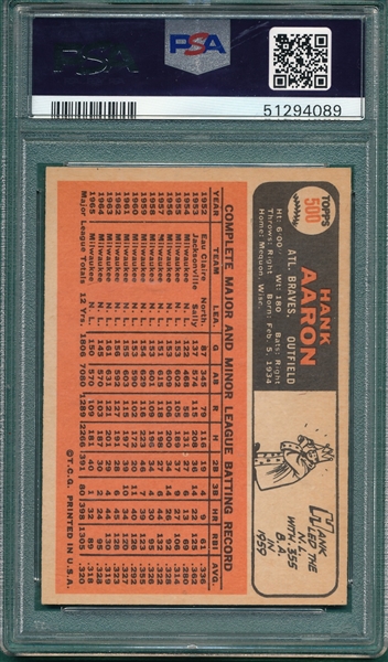 1966 Topps #500 Hank Aaron PSA 6