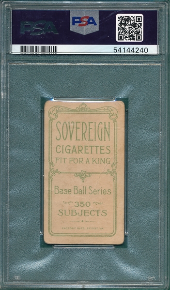 1909-1911 T206 Evers, Chicago On Shirt,  Sovereign Cigarettes, PSA 1 *350 Series*