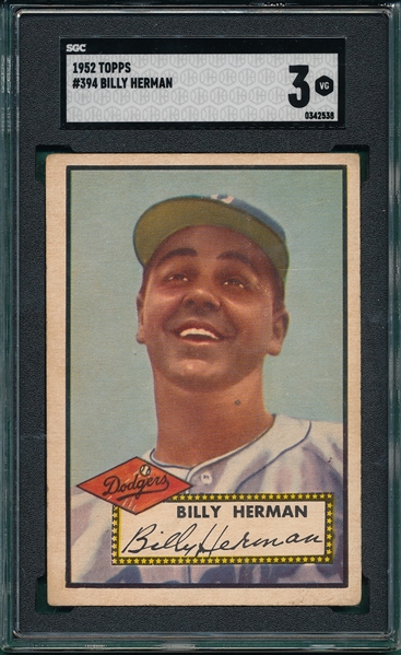 1952 Topps #394 Billy Herman SGC 3 *Hi #*