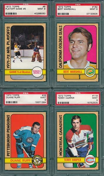  1972 Topps Hockey Lot of (4) W/ #119 Harper, PSA 9 *Mint*
