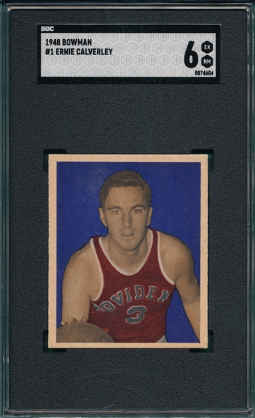 1948 Bowman Basketball #1 Ernie Calverley SGC 6