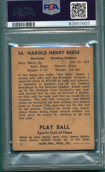 1941 Play Ball #54 Pee Wee Reese PSA 3 *Rookie*