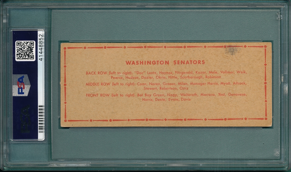 1951 Topps Teams Senators PSA 4.5 *Dated*