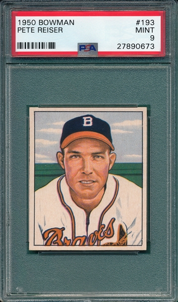 1950 Bowman #193 Pete Reiser PSA 9 