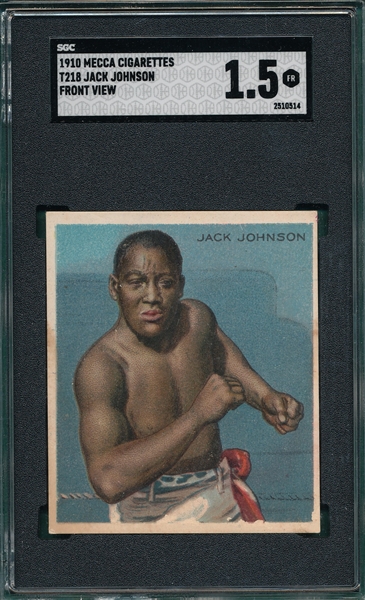 1910 T218 Jack Johnson, Front, Mecca Cigarettes SGC 1.5