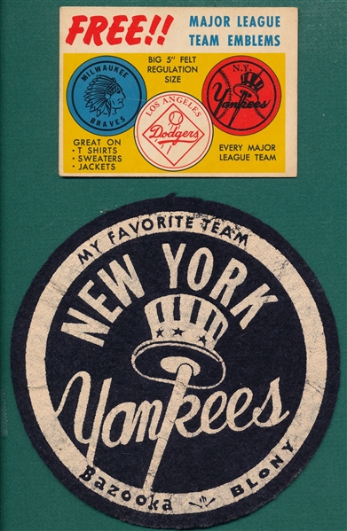 1958 Bazooka Team Emblems Lot of (6) W/ Topps Promo Card