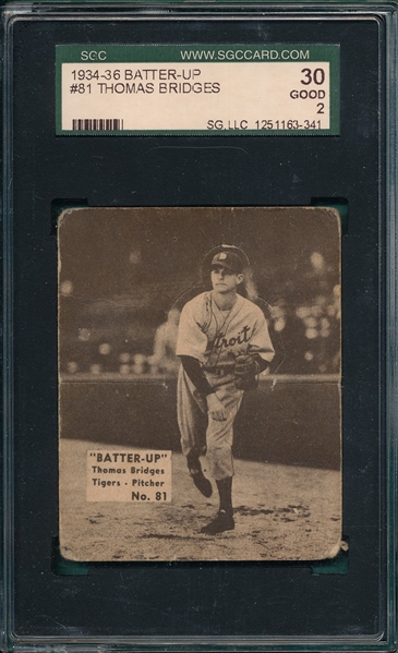 1934-36 Batter-Up #81 Thomas Bridges SGC 30