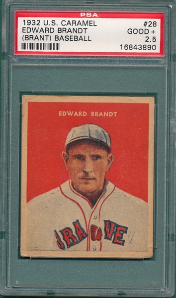 1932 U. S. Caramels #28 Edward Brandt PSA 2.5