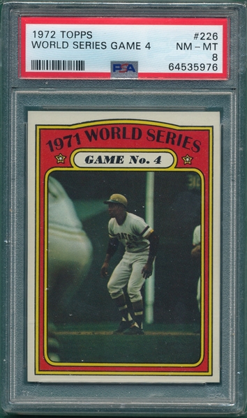 1972 Topps #226 World Series Game #4 W/ Roberto Clemente PSA 8
