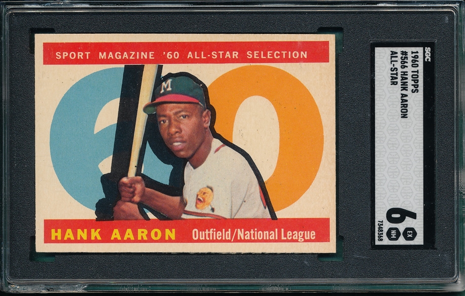 1960 Topps #566 Hank Aaron, All Star, SGC 6