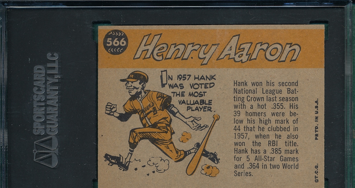 1960 Topps #566 Hank Aaron, All Star, SGC 6
