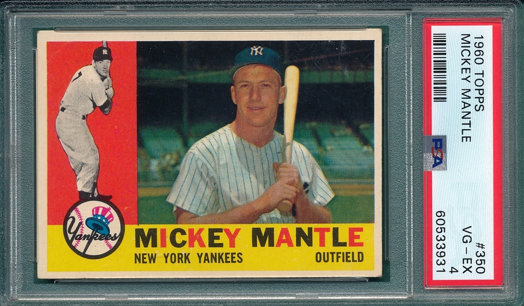 1960 Topps #350 Mickey Mantle PSA 4