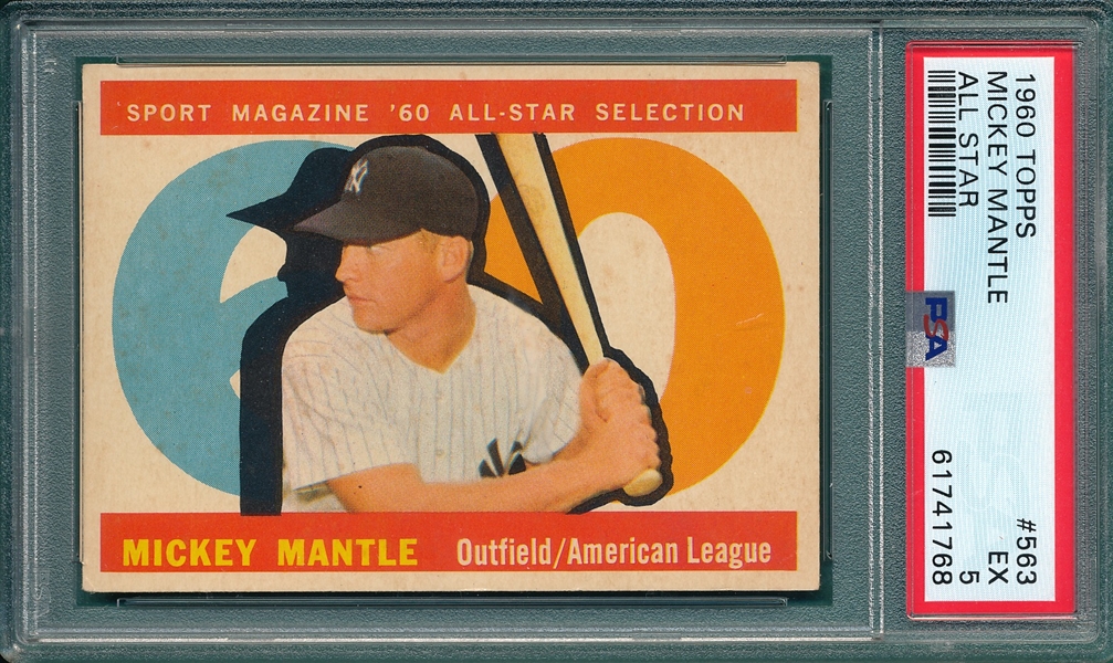 1960 Topps #563 Mickey Mantle, AS, PSA 5