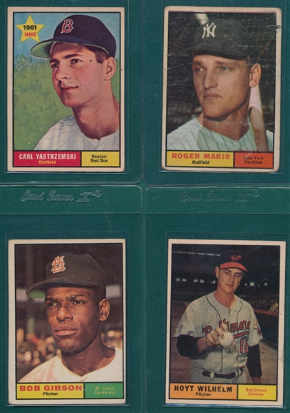 1961 Topps Baseball Partial Set (482/587) W/ Santo, Rookie, Mantle & Mays
