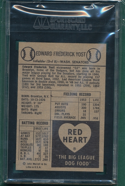 1954 Red Heart Eddie Yost SGC 86