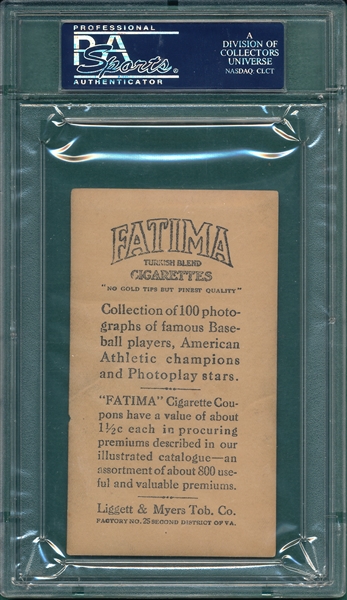 1914 T222 Boardwalk Brown Fatima Cigarettes PSA 2