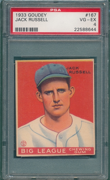 1933 Goudey #167 Jack Russell PSA 4