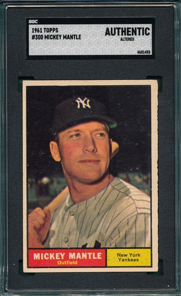 1961 Topps #300 Mickey Mantle SGC Authentic 